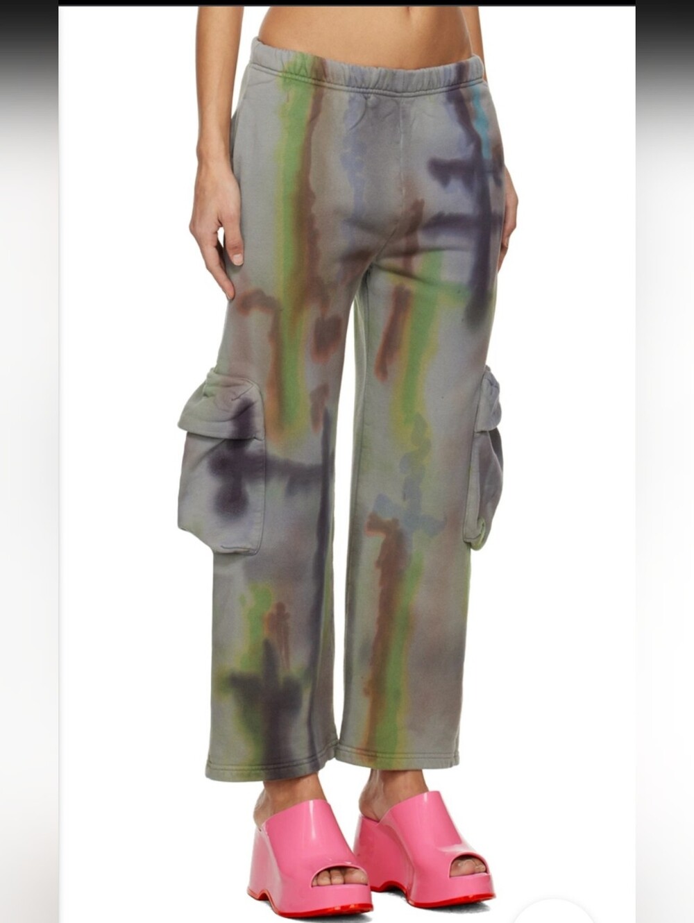Collina Strada Hand-Dyed Cargo Sweatpants Gray Aurora Size XS